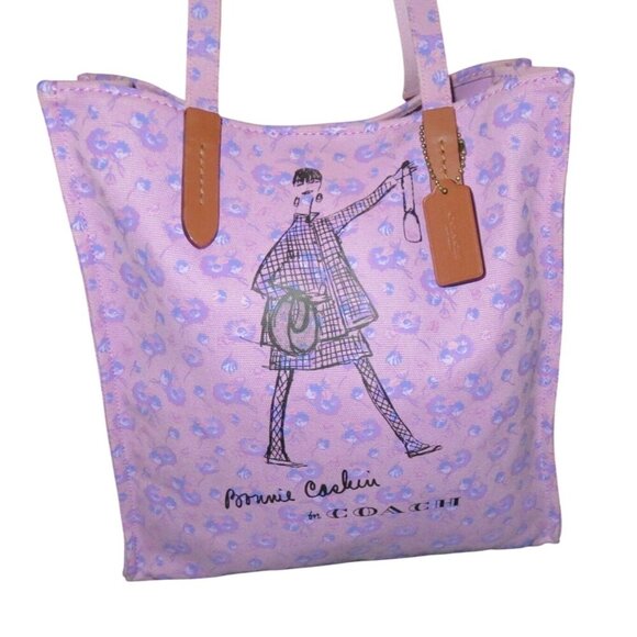Coach 2018 Limited Edition Bonnie Cashin Purple Printed Canvas Walking Tote